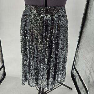 6325-31 Lane Byrant black silver Sequin Midi Skirt Size 14/16
